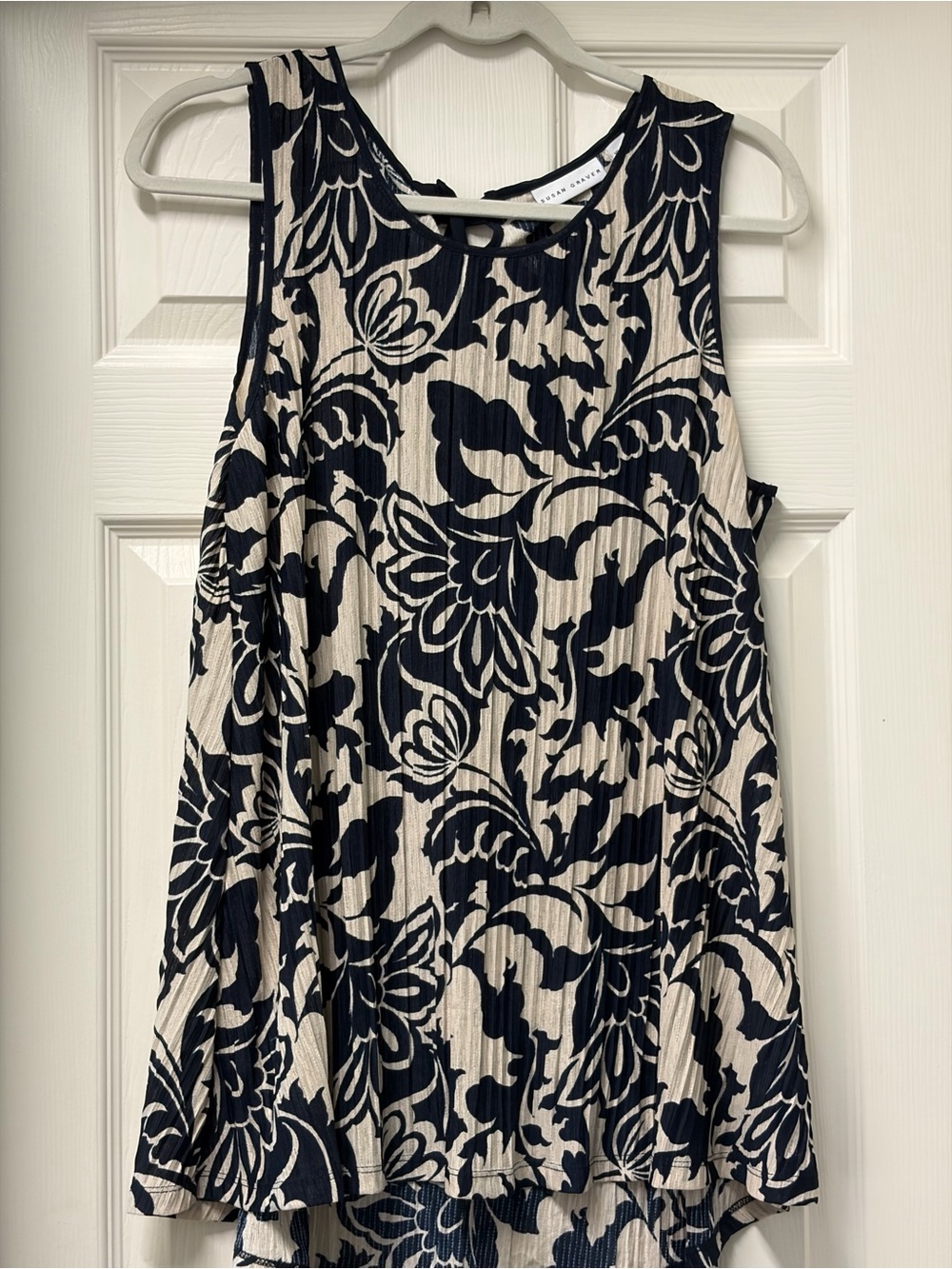 Susan Graver Abstract Jersey Knit Round Neck Sleeveless Stretch Tunic M